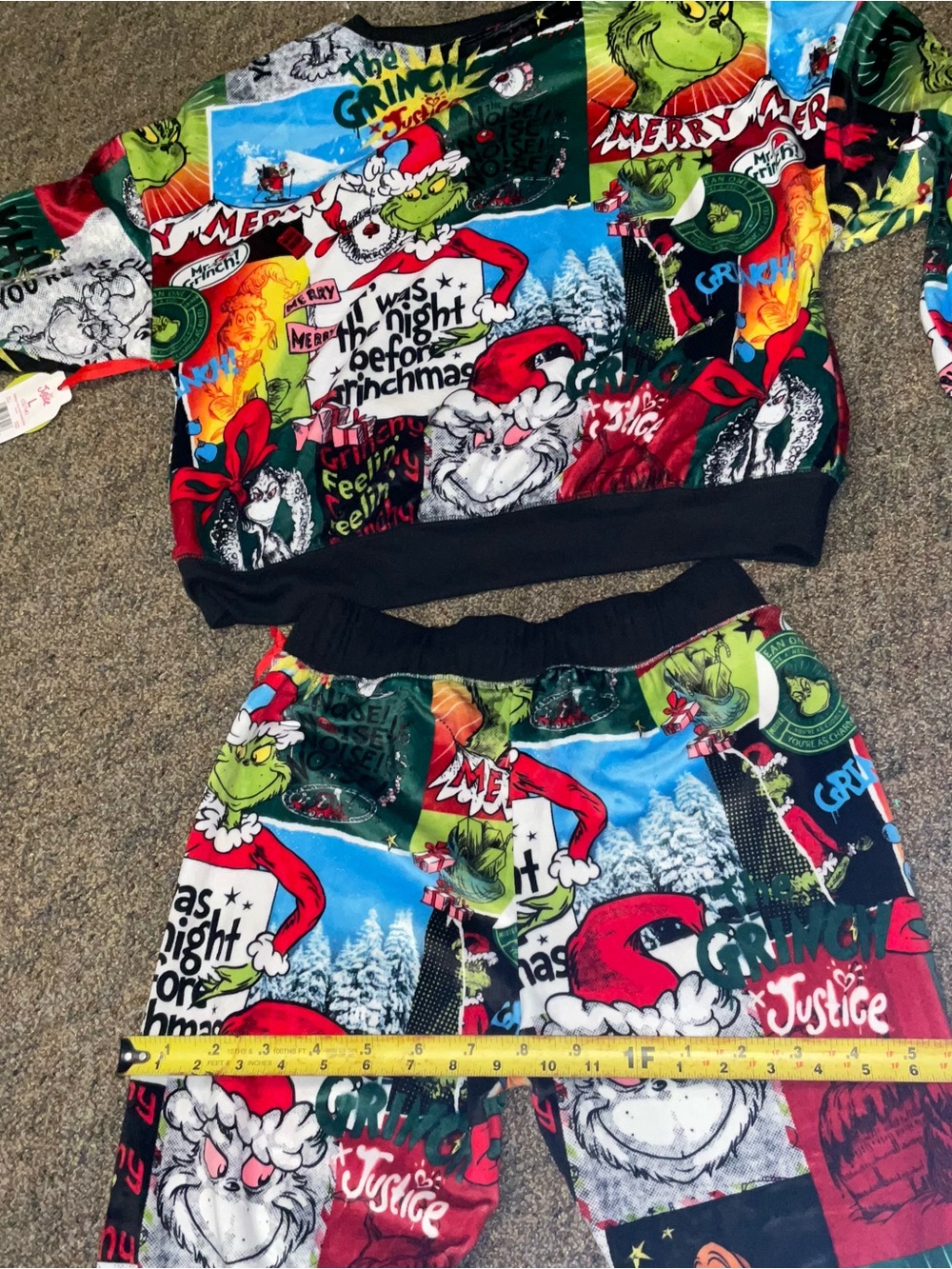 JUSTICE Velour jogger pants sweaterGIRLS SIZE 12/14 NWT GRINCH DR SEUSS